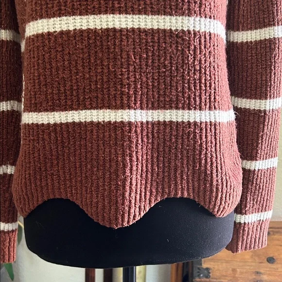 Pinque Striped Brown and White Women's Sweater | Small - Picture 2 of 5